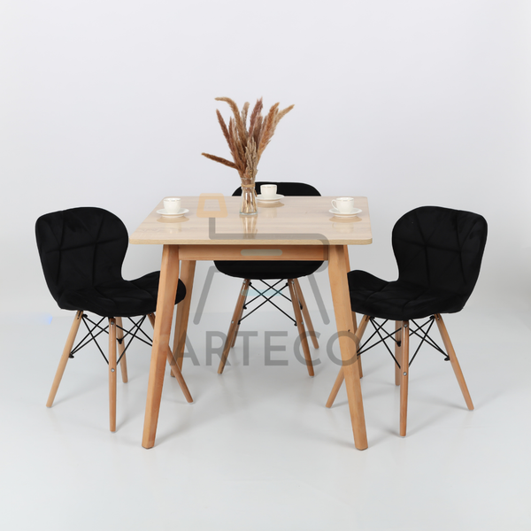 Oasis Carré CHENE et 3 Chaises Mobra