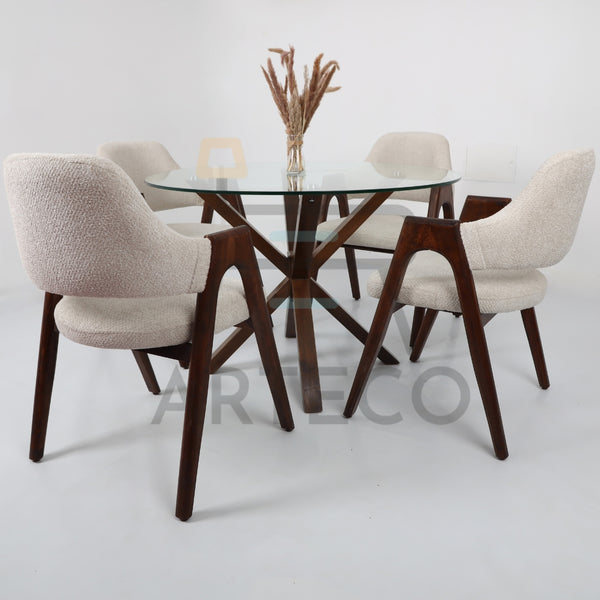 Étoile – Table Ronde en Verre Et 4 Chaises Alpha