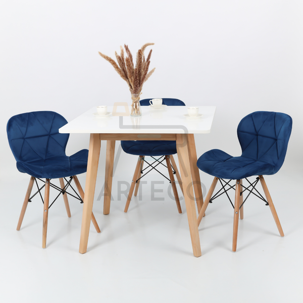 Oasis Carré BLANCHE et 3 Chaises Mobra