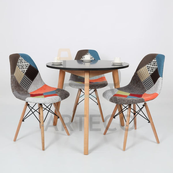 Elegence Medina NOIRE et 3 Chaises Patchwork