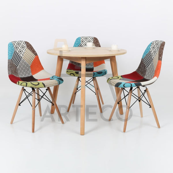 Elegence Medina CHENE et 3 Chaises Patchwork