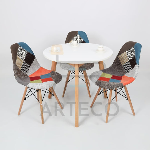Elegence Medina BLANCHE et 3 Chaises Patchwork