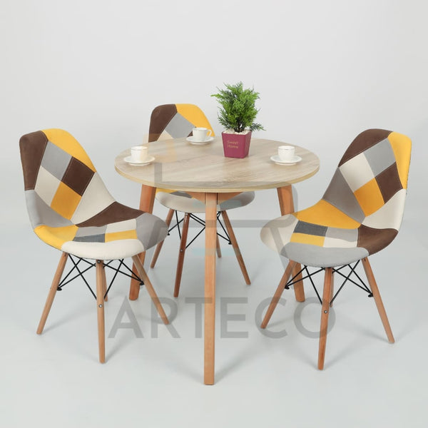 Elegence Medina CHENE et 3 Chaises Patchwork