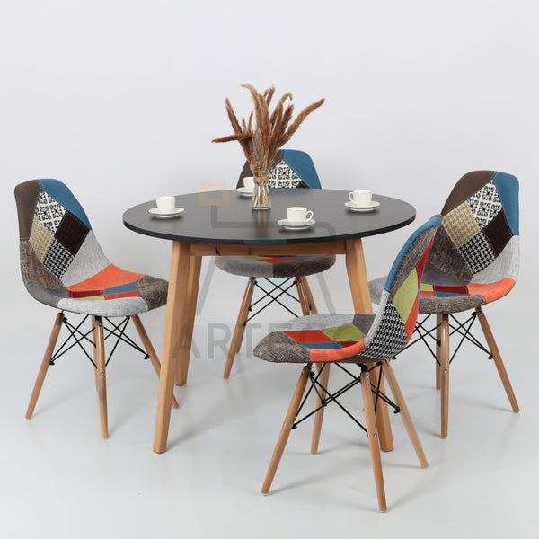 Elegence Medina NOIRE et 4 Chaises Patchwork