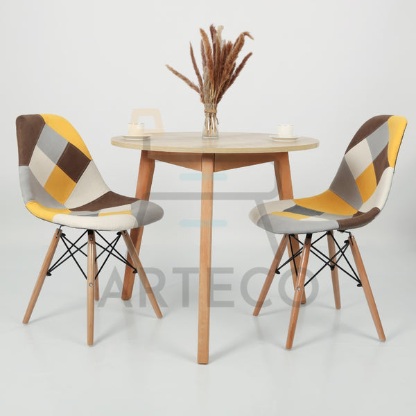 Elegence Medina CHENE et 2 Chaises Patchwork