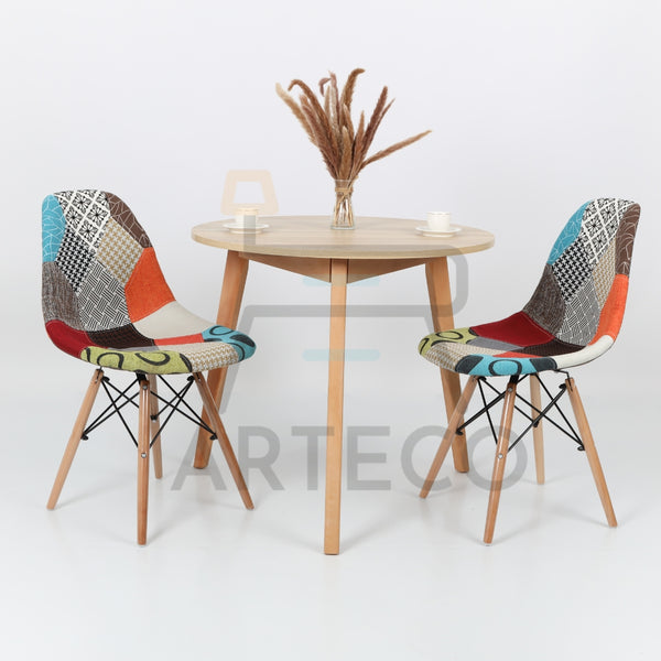Elegence Medina CHENE et 2 Chaises Patchwork