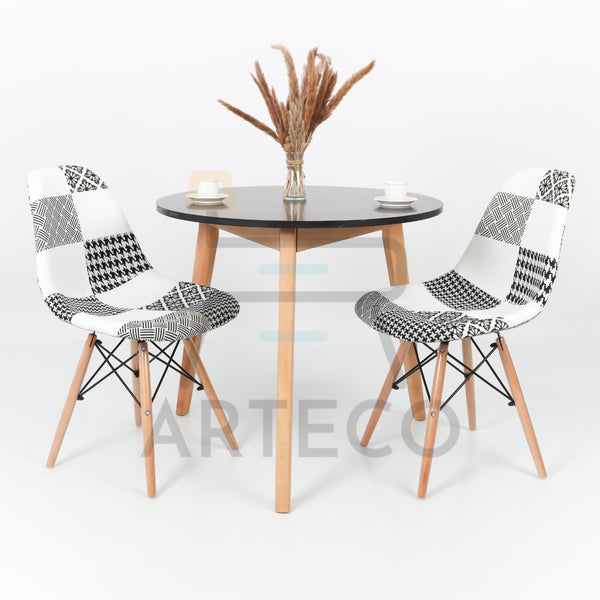 Elegence Medina NOIRE et 2 Chaises Patchwork