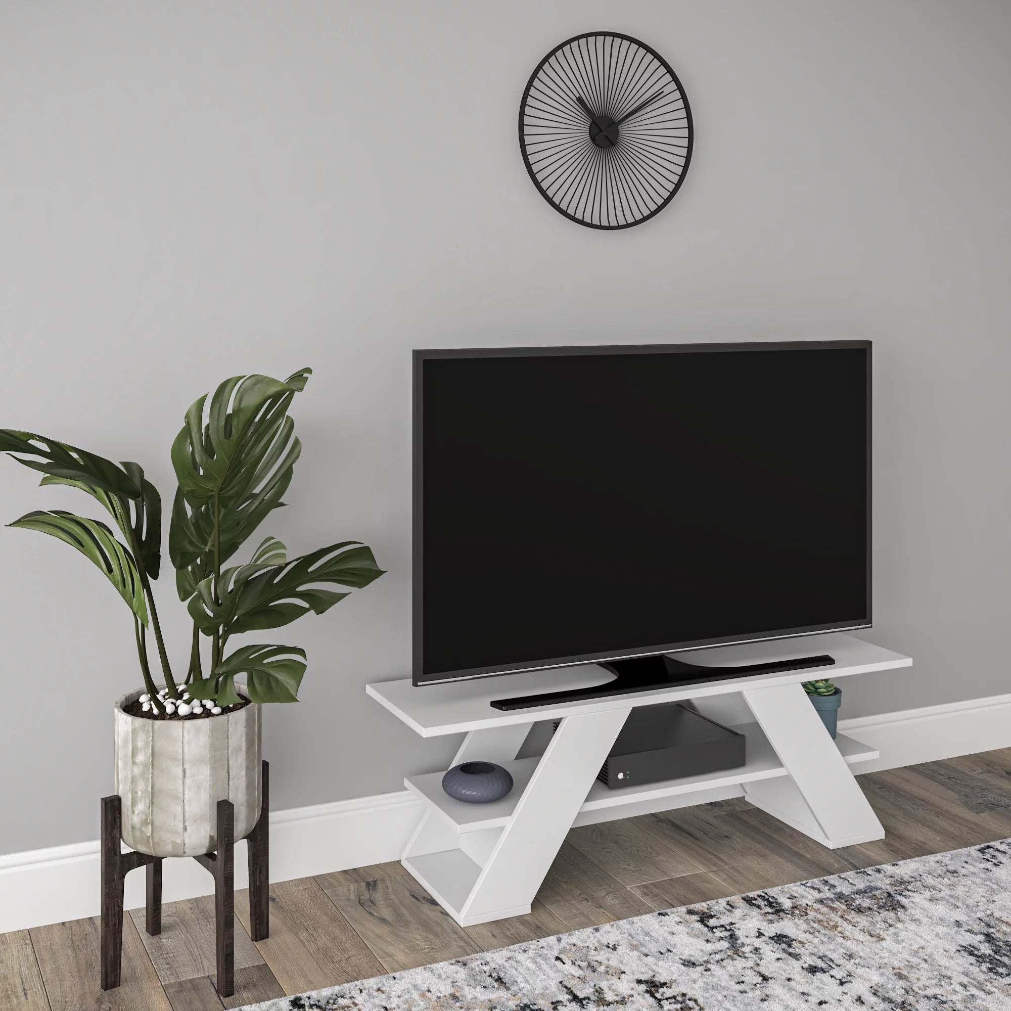 IVORY - Stand TV Moderne 120CM Blanc