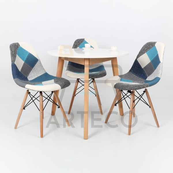 Elegence Medina BLANCHE et 3 Chaises Patchwork