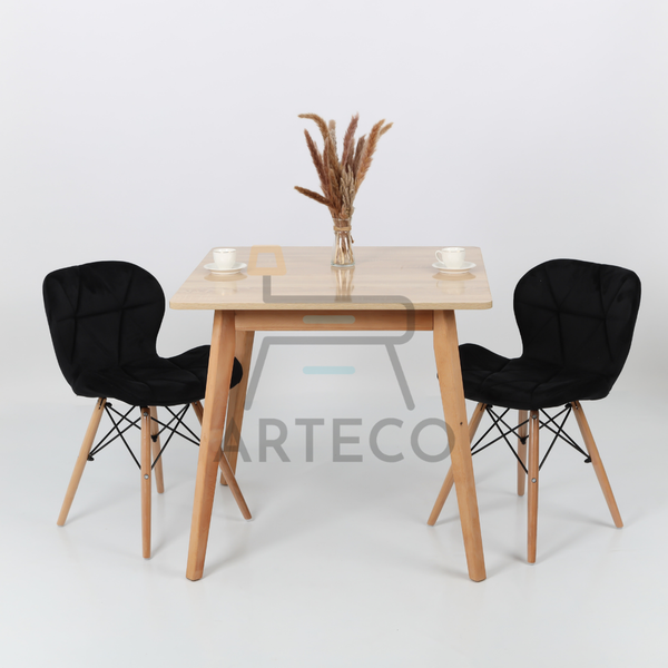 Oasis Carré CHENE et 2 Chaises Mobra