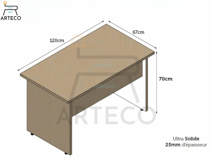 Bureau PARISOT - 25mm Ultra Solide - Poirier Européen