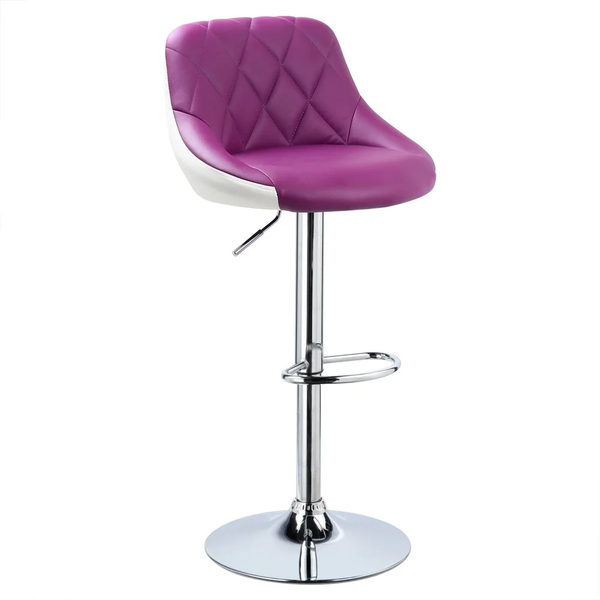 LUVORA – Tabouret de Bar Réglable en Simili Cuir Violet et Blanc